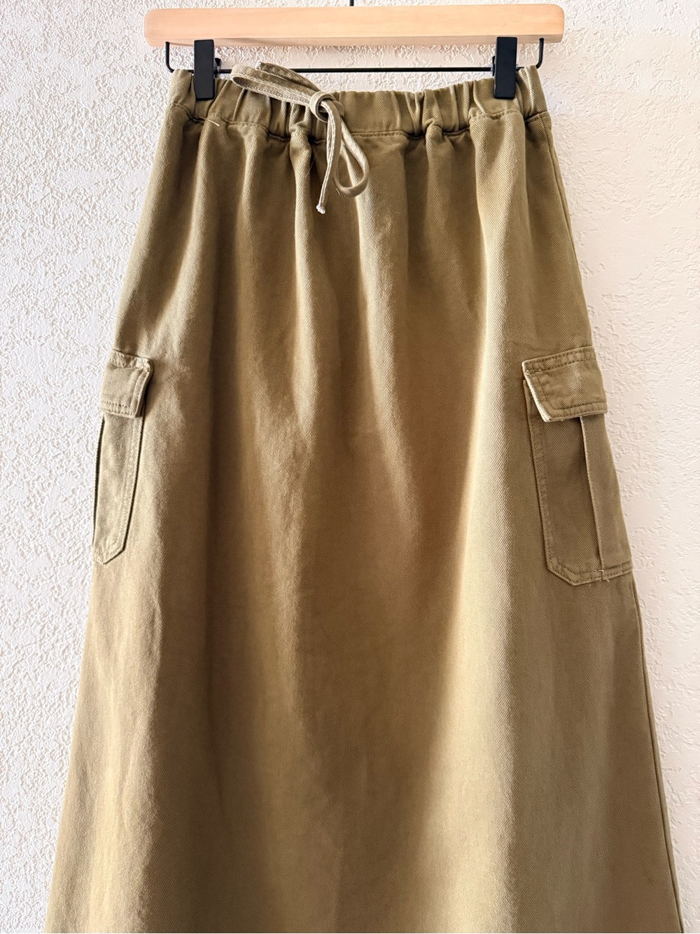 ASOS DESIGN A-Line Utility Cargo Boho Pockets Green Khaki Maxi Skirt Womens S - Picture 2 of 10